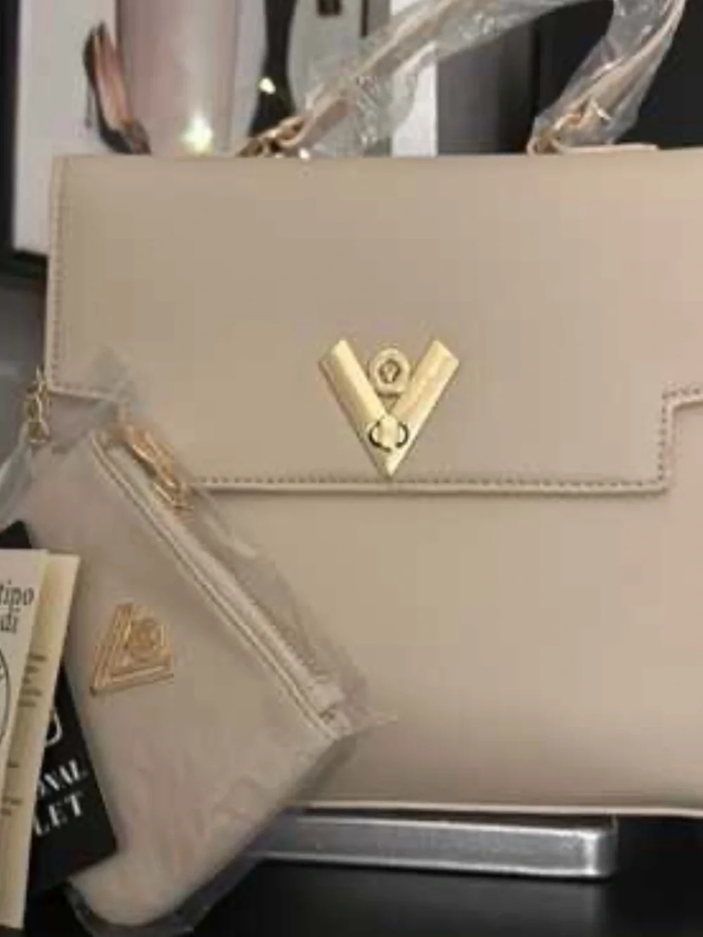Valentino Orlandi Cream Top-Handle Satchel with Coin Pouch